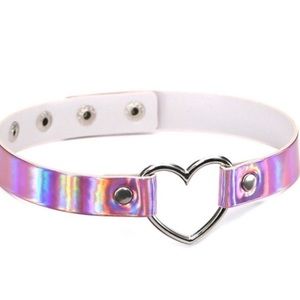 Choker / Wrap-Around Layer Bracelet Chrome Heart Metallic-Pink Adjustable